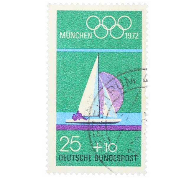 Почтовая марка 25+10 пфеннигов 1972 года Западная Германия (ФРГ) «Летние Олимпийские игры 1972 года B Мюнхене — Парусный спорт и Олимпийские кольца» (Артикул: T11-34604) — Фото №1