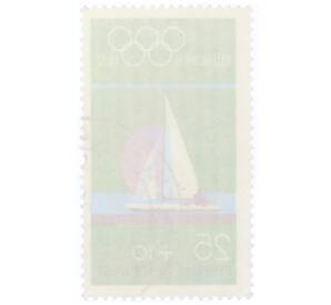 Почтовая марка 25+10 пфеннигов 1972 года Западная Германия (ФРГ) «Летние Олимпийские игры 1972 года B Мюнхене — Парусный спорт и Олимпийские кольца»