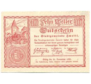 10 геллеров 1920 года Австрия — Цветтль (Нотгельд) — Фото №1