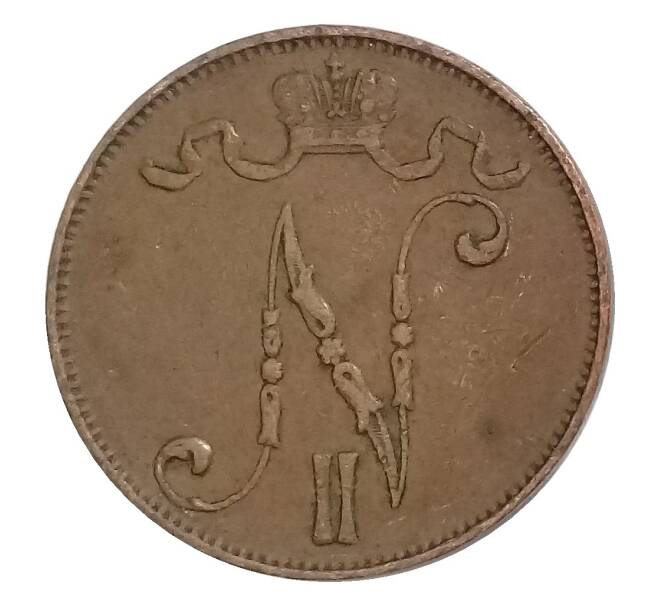 Монета 5 пенни 1908 года Русская Финляндия (Артикул M1-32478)