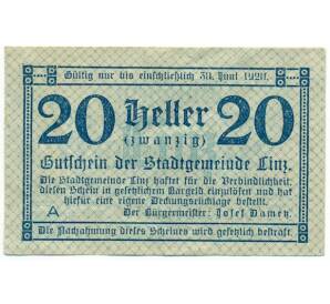 20 геллеров 1919 года Австрия — Линц (Нотгельд) — Фото №1