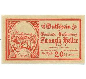 20 геллеров 1920 года Австрия — Гросраминг (Нотгельд) — Фото №1