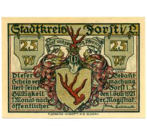 25 пфеннигов 1921 года Германия — Форст / Лужица (Нотгельд)