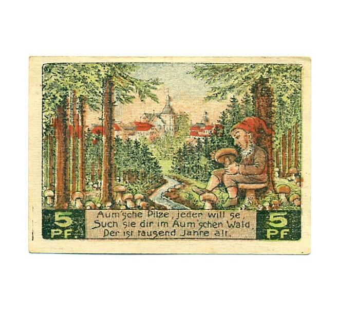 Банкнота 5 пфеннигов 1921 года Германия — город Аума (Нотгельд) (Артикул: K10-11792) — Фото №1