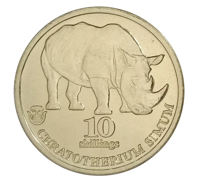 Монета 10 шиллингов 2020 года Биафра — Белый носорог (Артикул M2-34233)