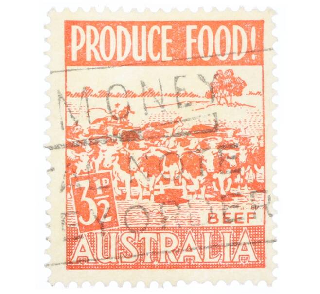 Почтовая марка 3.5 пенни 1953 года Австралия «Пищевая промышленность — Коровы» (Артикул: T11-34789) — Фото №1