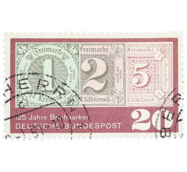 Почтовая марка 20 пфеннигов 1965 года Западная Германия (ФРГ) «125 лет почтовым маркам» (Артикул: T11-34793) — Фото №1