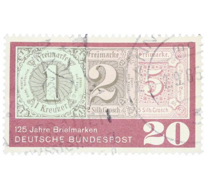 Почтовая марка 20 пфеннигов 1965 года Западная Германия (ФРГ) «125 лет почтовым маркам» (Артикул: T11-34795) — Фото №1