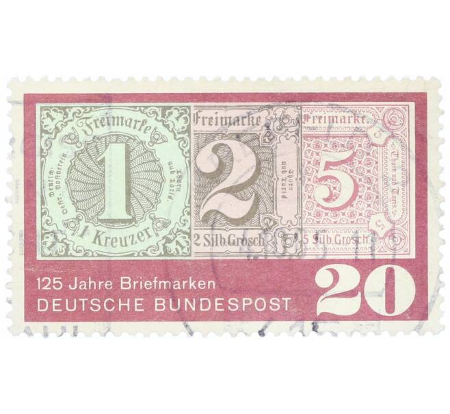 Почтовая марка 20 пфеннигов 1965 года Западная Германия (ФРГ) «125 лет почтовым маркам» (Артикул: T11-34798) — Фото №1