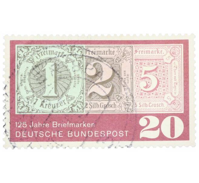 Почтовая марка 20 пфеннигов 1965 года Западная Германия (ФРГ) «125 лет почтовым маркам» (Артикул: T11-34801) — Фото №1