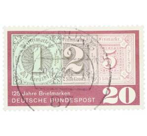 Почтовая марка 20 пфеннигов 1965 года Западная Германия (ФРГ) «125 лет почтовым маркам»