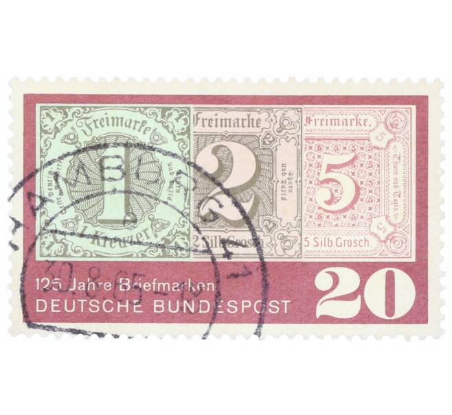 Почтовая марка 20 пфеннигов 1965 года Западная Германия (ФРГ) «125 лет почтовым маркам» (Артикул: T11-34805) — Фото №1