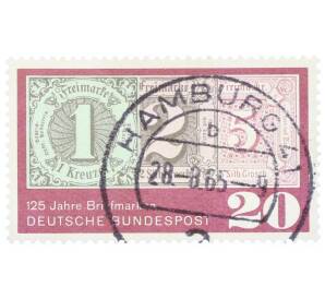 Почтовая марка 20 пфеннигов 1965 года Западная Германия (ФРГ) «125 лет почтовым маркам»