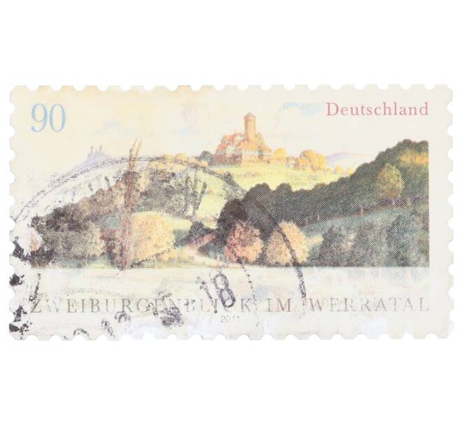 Почтовая марка 90 евроцентов 2011 года Германия «Замок Людвигштайн-Гессия и руины замка Ханштейн-Тюринга» (Артикул: T11-34832) — Фото №1