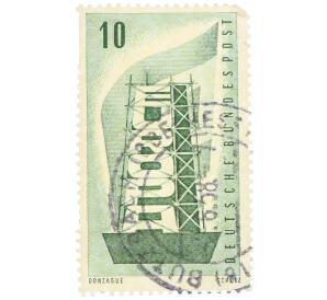 Почтовая марка 10 пфеннигов 1956 года Западная Германия (ФРГ) «Европейская конференция администраций почтовых служб и служб связи CEPT — Восстанавление Европы»