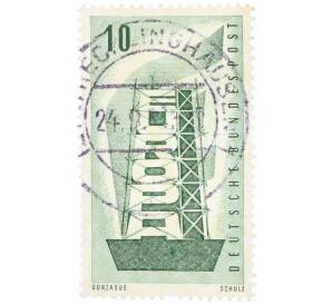 Почтовая марка 10 пфеннигов 1956 года Западная Германия (ФРГ) «Европейская конференция администраций почтовых служб и служб связи CEPT — Восстанавление Европы»