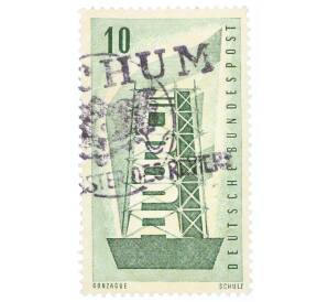 Почтовая марка 10 пфеннигов 1956 года Западная Германия (ФРГ) «Европейская конференция администраций почтовых служб и служб связи CEPT — Восстанавление Европы»