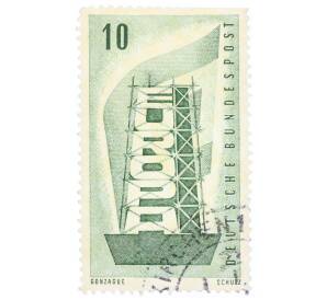 Почтовая марка 10 пфеннигов 1956 года Западная Германия (ФРГ) «Европейская конференция администраций почтовых служб и служб связи CEPT — Восстанавление Европы»