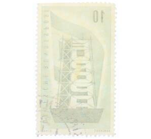 Почтовая марка 10 пфеннигов 1956 года Западная Германия (ФРГ) «Европейская конференция администраций почтовых служб и служб связи CEPT — Восстанавление Европы»