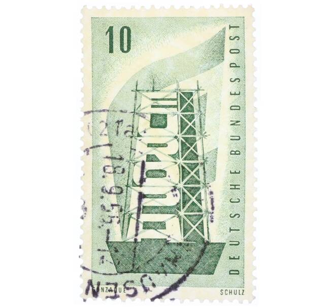 Почтовая марка 10 пфеннигов 1956 года Западная Германия (ФРГ) «Европейская конференция администраций почтовых служб и служб связи CEPT — Восстанавление Европы» (Артикул: T11-34837) — Фото №1