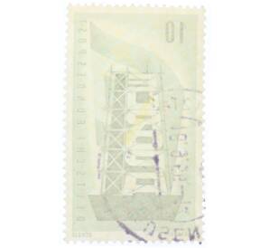 Почтовая марка 10 пфеннигов 1956 года Западная Германия (ФРГ) «Европейская конференция администраций почтовых служб и служб связи CEPT — Восстанавление Европы»