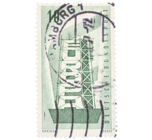 Почтовая марка 10 пфеннигов 1956 года Западная Германия (ФРГ) «Европейская конференция администраций почтовых служб и служб связи CEPT — Восстанавление Европы»