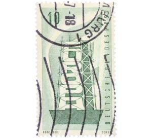 Почтовая марка 10 пфеннигов 1956 года Западная Германия (ФРГ) «Европейская конференция администраций почтовых служб и служб связи CEPT — Восстанавление Европы»