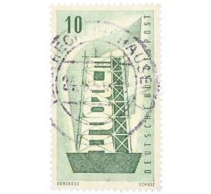 Почтовая марка 10 пфеннигов 1956 года Западная Германия (ФРГ) «Европейская конференция администраций почтовых служб и служб связи CEPT — Восстанавление Европы»