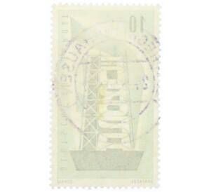 Почтовая марка 10 пфеннигов 1956 года Западная Германия (ФРГ) «Европейская конференция администраций почтовых служб и служб связи CEPT — Восстанавление Европы»