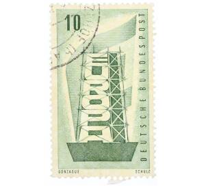 Почтовая марка 10 пфеннигов 1956 года Западная Германия (ФРГ) «Европейская конференция администраций почтовых служб и служб связи CEPT — Восстанавление Европы»