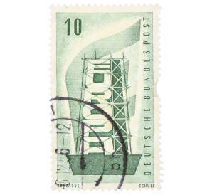 Почтовая марка 10 пфеннигов 1956 года Западная Германия (ФРГ) «Европейская конференция администраций почтовых служб и служб связи CEPT — Восстанавление Европы»