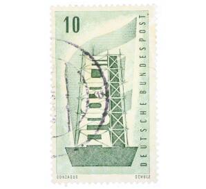 Почтовая марка 10 пфеннигов 1956 года Западная Германия (ФРГ) «Европейская конференция администраций почтовых служб и служб связи CEPT — Восстанавление Европы»