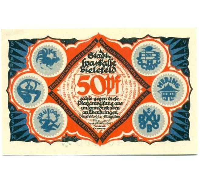 Банкнота 50 пфеннигов 1921 года Германия — Билефельд (Нотгельд) (Артикул: K10-11874) — Фото №1