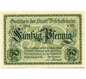 50 пфеннигов 1921 года Германия — Бишофсхайм-на-Рене (Нотгельд) — Фото №1