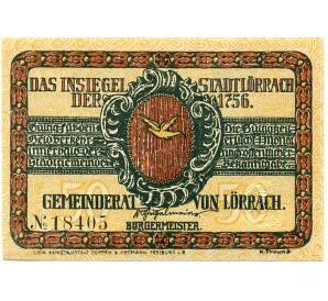 50 пфеннигов 1921 года Германия — Леррах (Нотгельд)