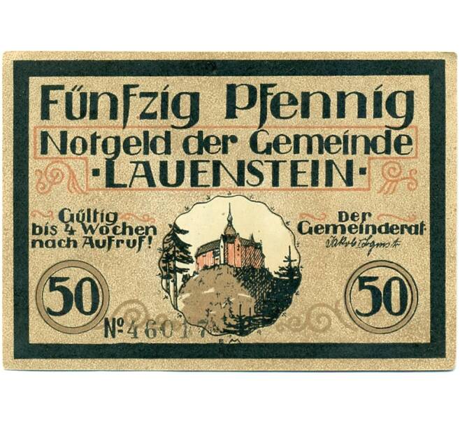 Банкнота 50 пфеннигов 1921 года Германия — Лауэнштайне (Нотгельд) (Артикул: K10-11930) — Фото №1