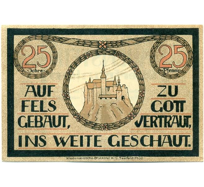 Банкнота 25 пфеннигов 1921 года Германия — Лауэнштайне (Нотгельд) (Артикул: K10-11932) — Фото №1