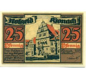 25 пфеннигов 1921 года Германия — Кронах (Нотгельд) — Фото №1