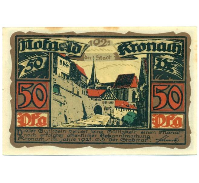 Банкнота 50 пфеннигов 1921 года Германия — Кронах (Нотгельд) (Артикул: K10-11939) — Фото №1