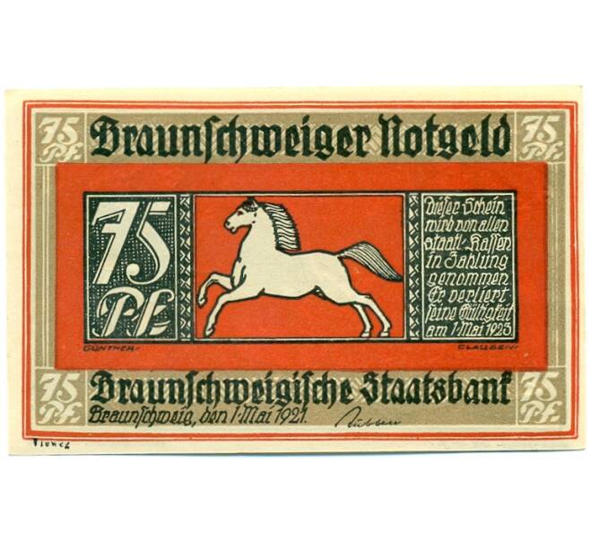 Банкнота 75 пфеннигов 1921 года Германия — Брауншвейг (Нотгельд) (Артикул: K10-11969) — Фото №1