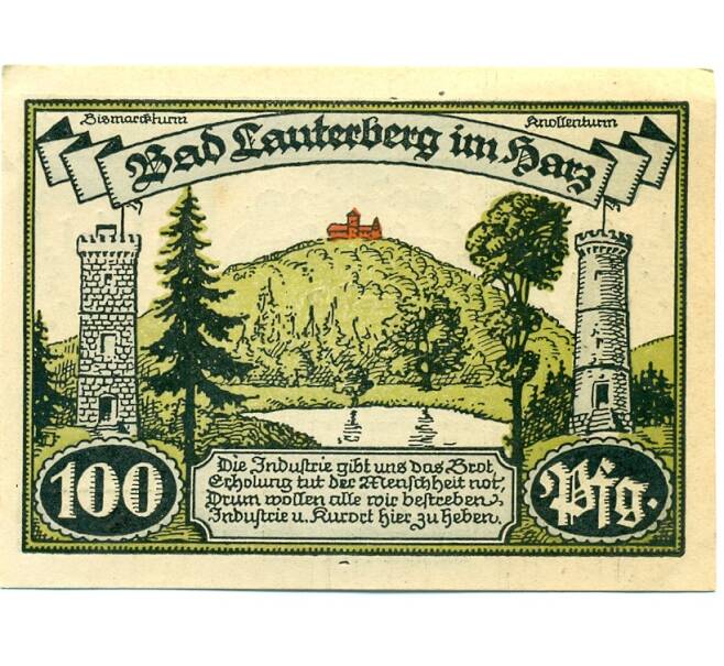 Банкнота 100 пфеннигов 1921 года Германия — Бад-Лаутерберг (Нотгельд) (Артикул: K10-11971) — Фото №2