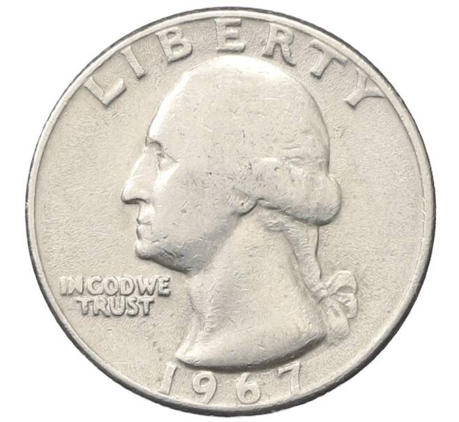Монета 1/4 доллара (25 центов) 1967 года США (Артикул: T11-34996) — Фото №1