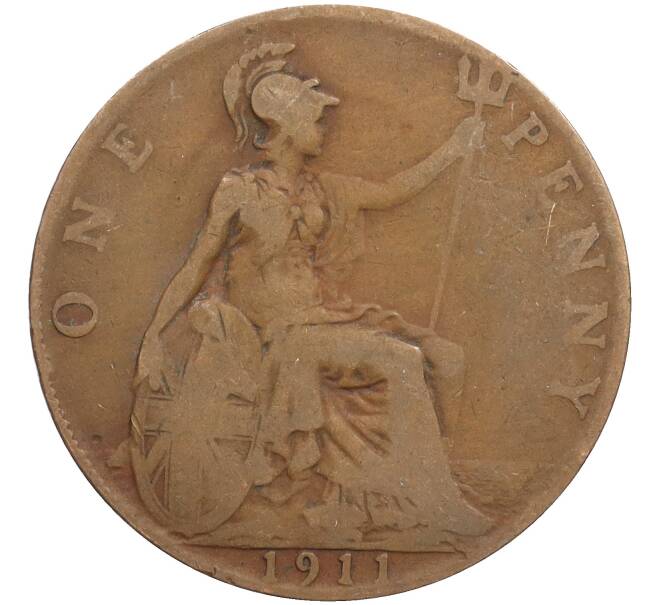 Монета 1 пенни 1911 года Великобритания (Артикул: K12-76137) — Фото №1