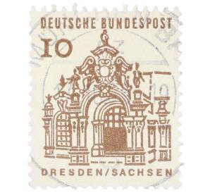 Почтовая марка 10 пфеннигов 1965 года Западная Германия (ФРГ) «Немецкие постройки XII века — Цвингера в Дрездене»