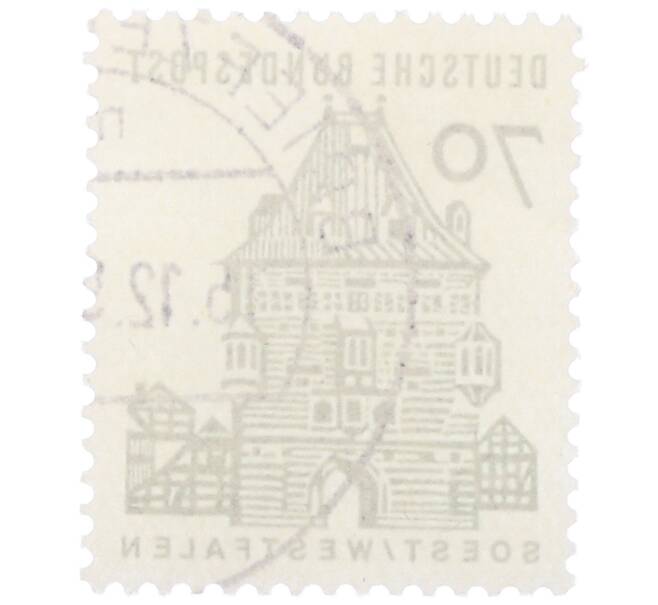 Почтовая марка 70 пфеннигов 1965 года Западная Германия (ФРГ) «Немецкие постройки XII века — Остхофенские ворота в Зосте» (Артикул: T11-35291) — Фото №2