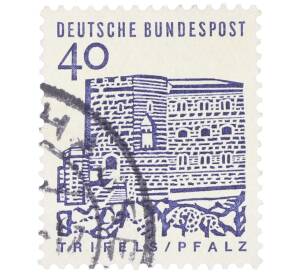 Почтовая марка 40 пфеннигов 1965 года Западная Германия (ФРГ) «Немецкие постройки XII века — Замок Трифельс в Пфальце»
