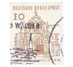 Почтовая марка 10 пфеннигов 1965 года Западная Германия (ФРГ) «Немецкие постройки XII века — Цвингер в Дрездене»