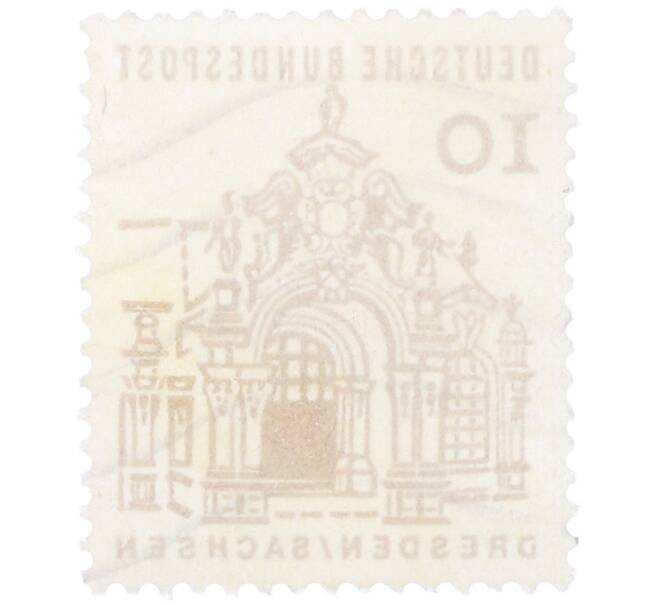 Почтовая марка 10 пфеннигов 1965 года Западная Германия (ФРГ) «Немецкие постройки XII века — Цвингер в Дрездене» (Артикул: T11-35298) — Фото №2