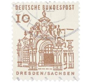 Почтовая марка 10 пфеннигов 1965 года Западная Германия (ФРГ) «Немецкие постройки XII века — Цвингер в Дрездене»