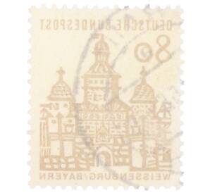 Почтовая марка 80 пфеннигов 1965 года Западная Германия (ФРГ) «Немецкие постройки XII века — Ворота Эллингера в Вайсенбурге»